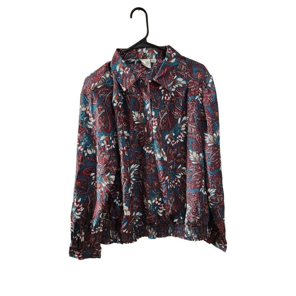 Pykettes size 20 colorful blouse with shoulder pads